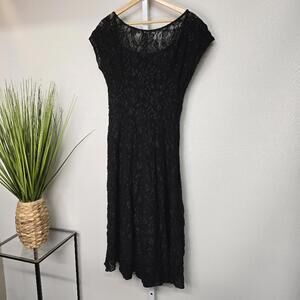 All That Jazz Vintage 90s Black Floral Lace Low Back Rosette Midi Dress Mens